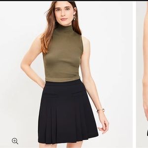 Loft Black Wool Pleated Skirt